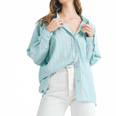 Women's Cindy Stripped Button Down Shirt - MABLE