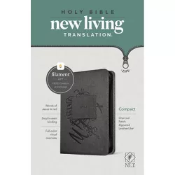 NLT Compact Zipper Bible, Filament-Enabled Edition (Red Letter, Leatherlike, Charcoal Patch) - (Leather Bound)
