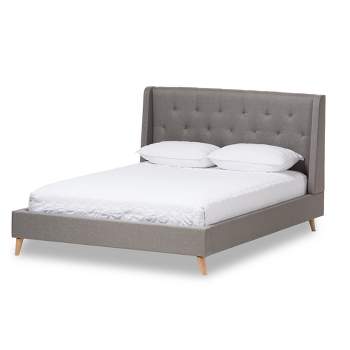 Adelaide Retro Modern Fabric Upholstered Platform Bed - Baxton Studio