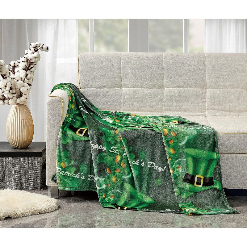 Kate Aurora St. Patrick's Day Shamrock Ultra Soft & Plush Oversized Accent Throw Blanket - 50 In W X 70 In. L, 2 of 5