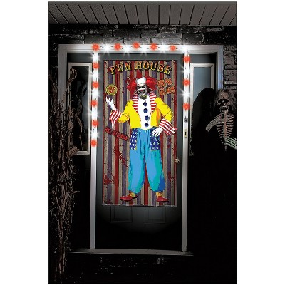 Fun World Creepy Clown Greeter Lights and Sounds Halloween Decoration - 60 in x 30 in - Multicolored