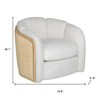 HomeRoots 34" Off White and Natural Fabric Wood And Rattan Swivel Arm Chair - 3 of 4
