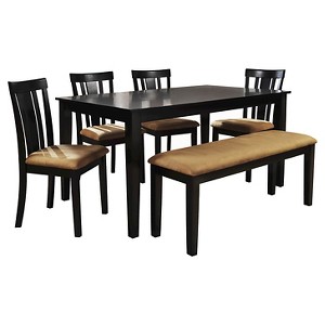 Hartsell 6pc Black Dining Set Slat Back Chair - Inspire Q