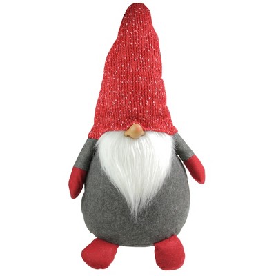 Northlight 29" Grey and Red Gnome with Tall Bendable Hat Christmas Decoration