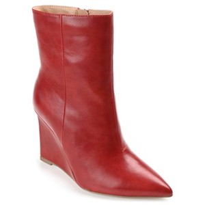 Journee Collection Womens Glorria Tru Comfort Foam Inside Zip Wedge Booties Burgundy 8 - 1 of 4