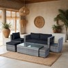 Rbied 6-Piece Wicker Outdoor Sofa Sectional Set Conversation Set with Black Cushions, Smart Storage Design - 4 of 4
