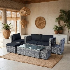 Whisen 6-Piece Wicker Patio Sectional Set - 1 of 4