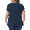 Agnes Orinda Women's Plus Size Casual Summer Dressy Petal Short Sleeve Split Neck Blouses - 4 of 4