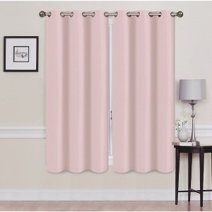 Solid Blackout Thermal Grommet Curtain Panels With Foam Backing (Set of 2) - 1 of 3