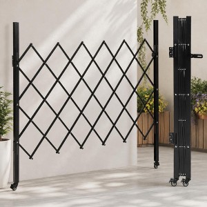 Expandable Steel Folding Security Gate with Locking Casters, Padlock ...