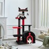 Tangkula Gothic Cat Tree 53" Black Cat Tower with Cat Bed Cat Condo Scratching Posts Spider Pompom & Spring Balls Halloween - 2 of 4
