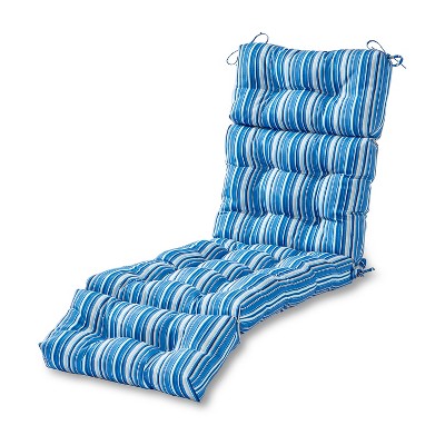 Greendale Home Fashions OC4804-SAPPHIRE 72 Inch Durable Chaise Lounge Outdoor Furniture Cover Cushion with Ties, Sapphire Blue Stripe
