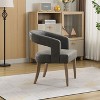 CAVINAS 25.79" Wide Modern Barrel Chair, PU Leather Upholstered Accent Chair with Open Back and Solid Wood Legs, Dark Gray - 3 of 4