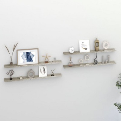 vidaXL Wall Shelves 4 pcs Concrete Gray 39.4 in.x3.5 in.x1.2 in.