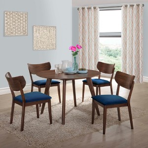 Rosie 5pc Dining Set With Chairs Walnut Brown/Blue - Picket House Furnishings