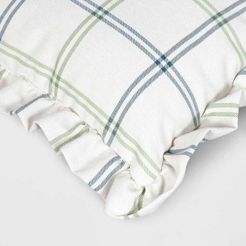 19&#34;x19&#34; Plaid Ruffle Square Indoor Outdoor Throw Pillow White - Threshold&#8482; designed with Studio McGee, 5 of 6