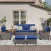 Buenhomino 6-Piece Outdoor Wicker Patio Set – Sofa, 2 Chairs, 2 Ottomans & Side Table with Cushions, Weather-Resistant PE Rattan Conversation Set - 2 of 4