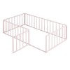 Pink Twin Size Metal Bed Frame with Fence and Door Design - 3 of 4