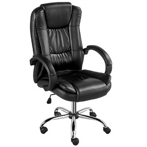 Yaheetech High Back PU Leather Office Chair with Padded Armrest, Black - 1 of 4