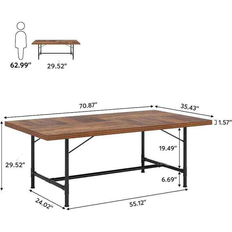 Tribesigns 6FT Conference Table, 70.8" Rectangle Meeting Seminar Table, Modern Training Table, Boardroom Desk for Office, 2 of 9