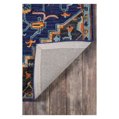 Navy Wool Tufted Medallion Accent Rug 2' x 3'