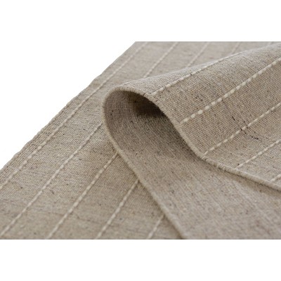 Natural Hand-Loomed Wool Blend Stripe Rug