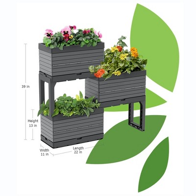 FlexSpace Gray Polypropylene Modular Raised Garden Bed Planter