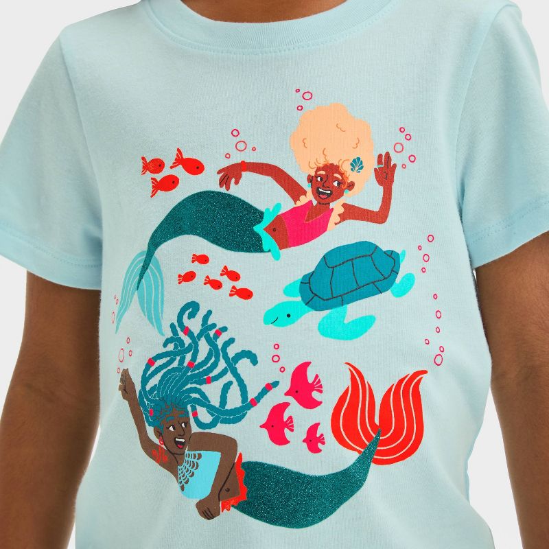 Toddler Girls' Short Sleeve Mermaid Graphic T-Shirt - Cat & Jack™ Light Blue, 3 of 5