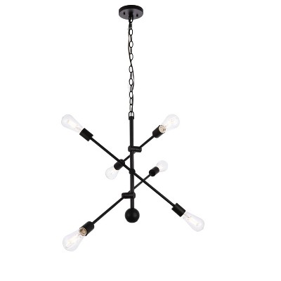 Axel 6-Light Black Steel Pendant with Adjustable Chain