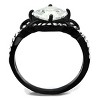 Slickblue Women's Black Halo Engagement Ring, Cushion-Cut CZ with Twisted Band, Stainless Steel, Sizes 5–10 - 3 of 4