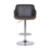 FurniFact,Adjustable Swivel Bar Stool with Grey Faux Leather and Walnut Finish - 4 of 4