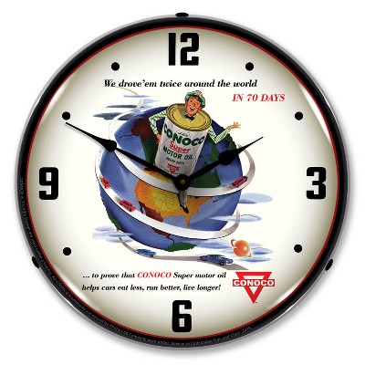 Collectable Sign & Clock | Conoco Super Motor Oil LED Wall Clock Retro/Vintage, Lighted