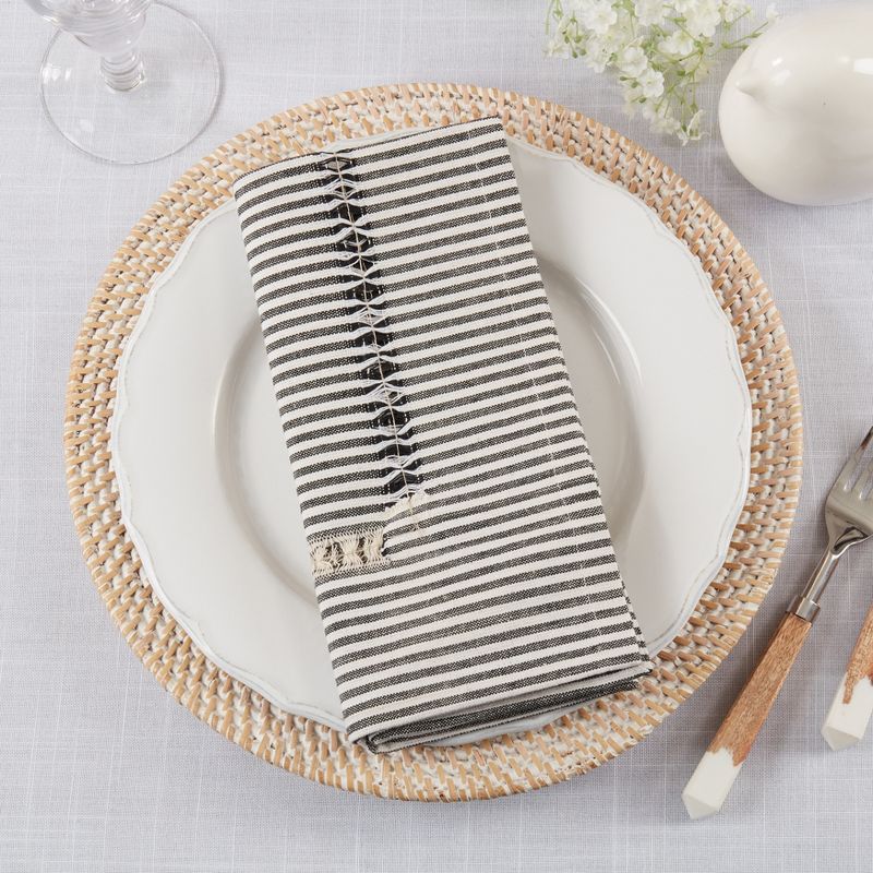 Saro Lifestyle Stripe Design Hemstitched Table Napkins (Set of 4), 4 of 5