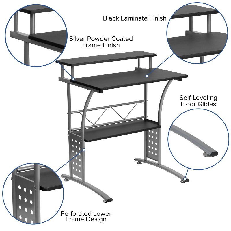 Flash Furniture Work From Home Kit - Black Computer Desk, Ergonomic Mesh Office Chair and Locking Mobile Filing Cabinet with Side Handles, 4 of 11