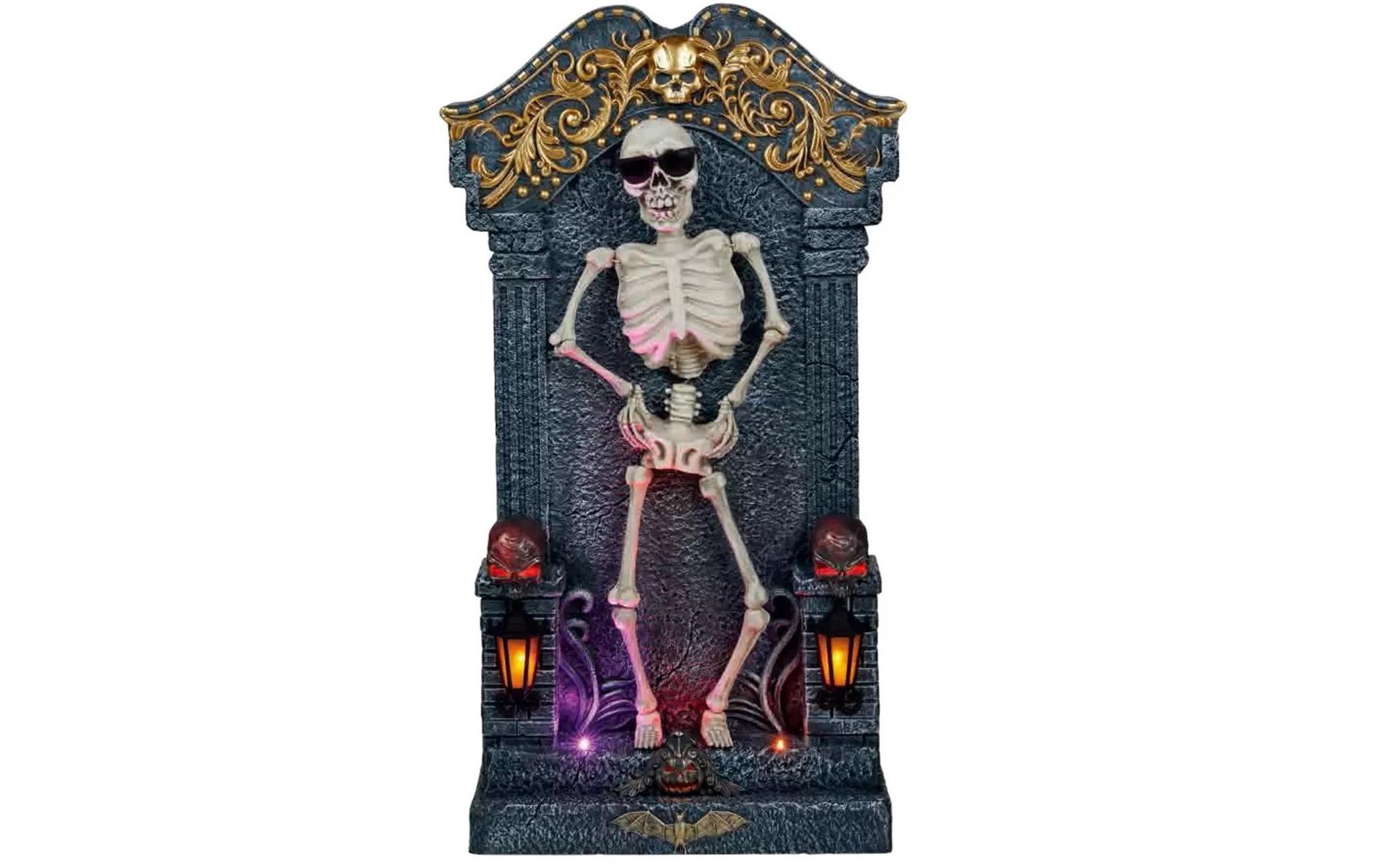 Halloween 3ft Animated Skeleton Tombstone with Music and LED Lights