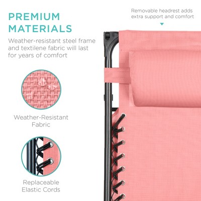 Pink Steel Zero Gravity Outdoor Lounge Chair with Canopy Shade
