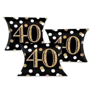 Big Dot of Happiness Adult 40th Birthday - Gold - Favor Gift Boxes - Birthday Party Petite Pillow Boxes - Set of 20 - 1 of 4