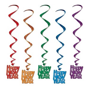 Beistle 33" Happy New Year Whirls Assorted 15/Pack 80772-ASST - 1 of 1