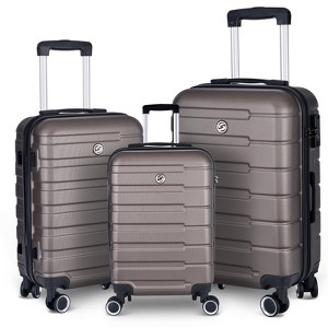 3 Piece Hardshell Luggage Suitcase Sets Hardside Carryon Luggage Set With 360 Degree Spinner Wheels For Travel (20"/24"/28") Cement - 1 of 4