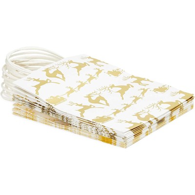 Sparkle and Bash Gold and White Christmas Gift Bags with Tissue Paper