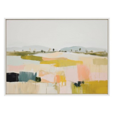 Sylvie Quaint Vista I Abstract Landscape Canvas in White Frame