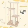 Costway 50" Tall Solid Wood Cat Tree w/ Oak Frame & Beech Post Scratching Board & Posts - 3 of 4
