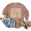 Autumn Queen Block Distressed - Women's Garment Dyed Long Sleeve Graphic T-Shirt - 3 of 4
