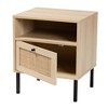 Caterina Wood and Natural Rattan 1 Door End Table Natural Brown/Black - Baxton Studio: Mid-Century, Metal Frame, Storage - 3 of 4