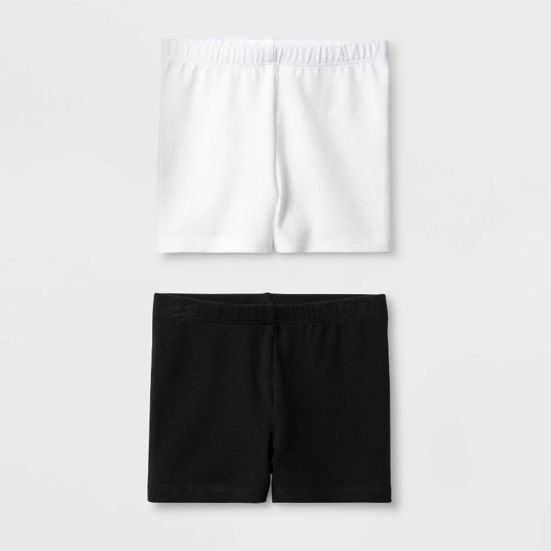 Toddler Girls' 2pk Tumble Trousers Shorts Set - Cat & Jack™ Black/White, 1 of 2