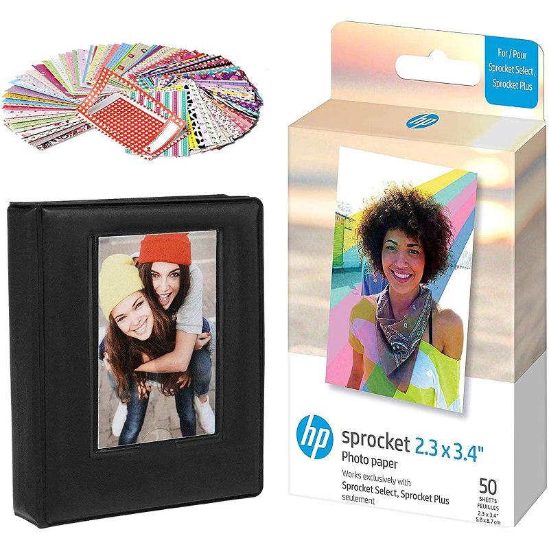 HP Sprocket 2.3 x 3.4" Premium Zink Sticky Back Photo Paper (50 Sheets) Starter Bundle, 1 of 5