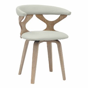 LeisureMod Upholstered Dining Chair in Leather with Dark Walnut Wood Frame Klyne Series - 1 of 4
