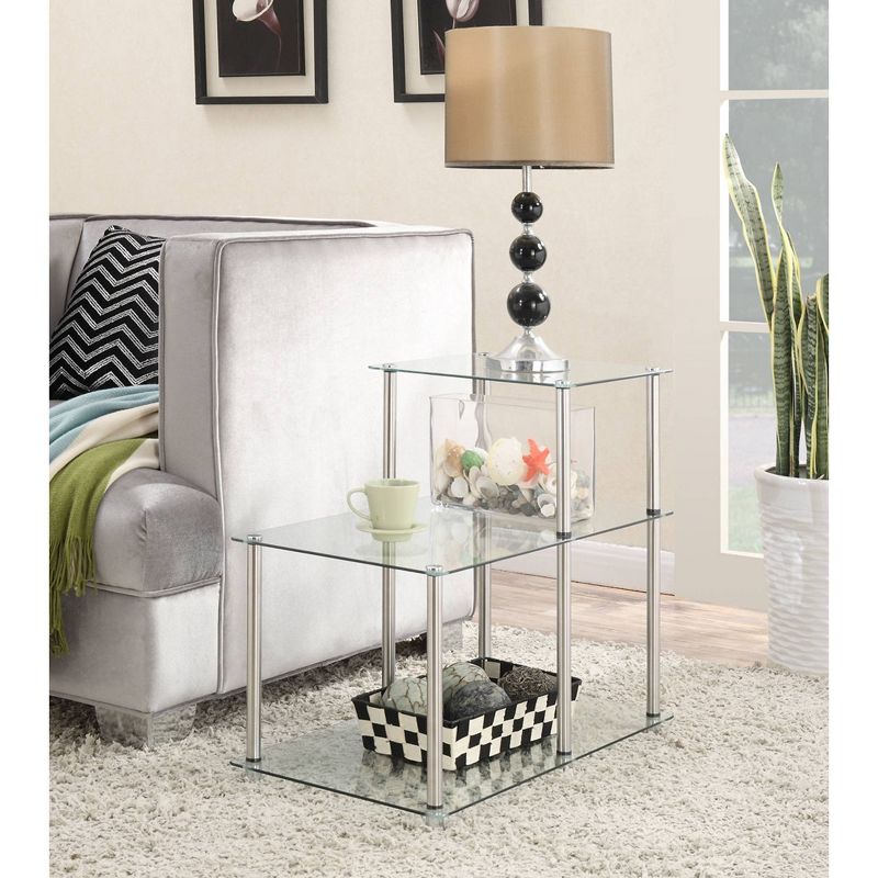 Classic Glass 3 Tier Step End Table Clear Glass - Breighton Home, 5 of 6