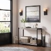 Acekool 40" Farmhouse Console Table with Slatted Design, 2-Tier Storage Shelf for Entryway, Living Room & Hallway, Grey - 4 of 4