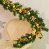 MOEPISY 6 Feet Lighted Christmas Garland with 20 Fairy Lights, Golden Baubles, Berries, Poinsettia, Spruce Branches, Pine Needles - 2 of 4